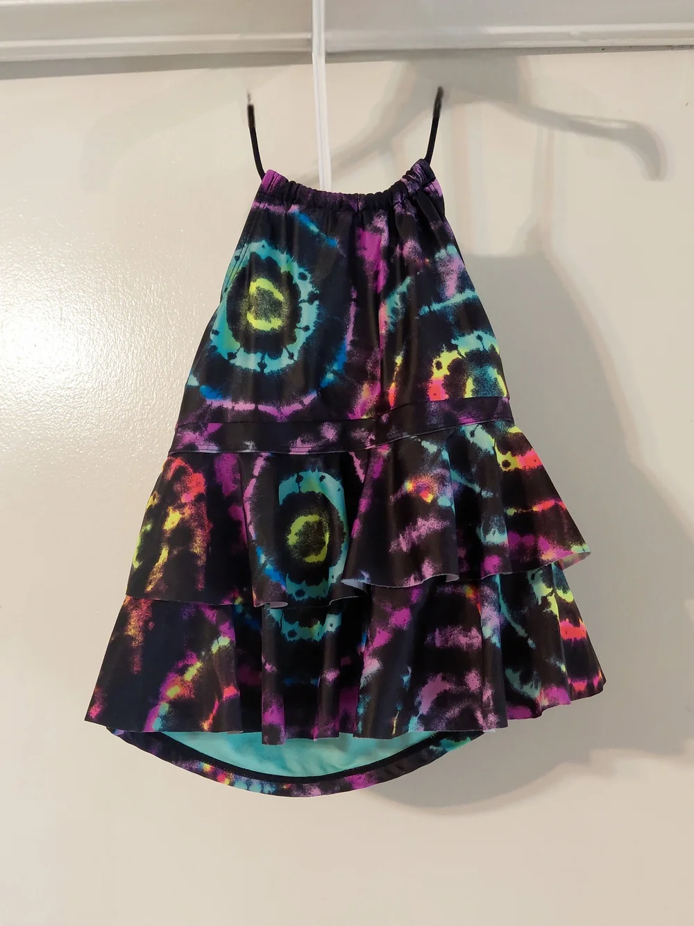 wonder nation Black Multicolor Tie-Dye Halter Kids Swim Bikini Top